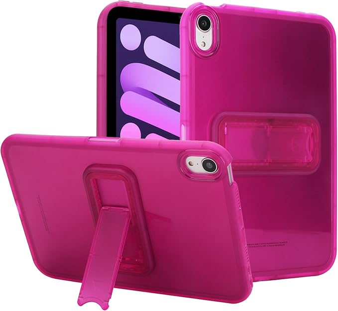 Slim Case for iPad mini 7 (A17 Pro) 2024/ Mini 6 8.3'', Built-in Kickstand Non-Slip Military Grade Drop Protection Rugged for iPad mini 7th 6th Generation, Rose