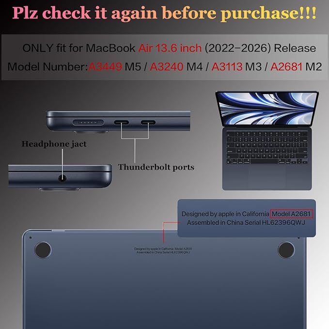 CISSOOK Compatible with MacBook Air 13.6 Inch Case 2022 2024 2025 2026 Release M2 M3 M4 M5, Hard Shell Case with Keyboard Cover for MacBook Air 13.6 inch A2681 A3113 A3240 A3449 - Succulents