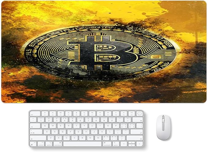 Gold Bitcoin Coin Inspirational Quote Mouse Pad, Motivational Mouse Pad for Desk, 31.5"x15.7"