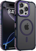 DEERLAMN Strong Magnetic Case for iPhone 16 Pro 6.3-Inch,[Compatible with Magsafe] Translucent Matte Slim Shockproof Protective Phone Cover for Women Men-Forest Purple