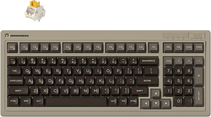 FL·ESPORTS OG98 Retro Tri-Mode Mechanical Keyboard, 96% Gasket Mount Hot Swappable Gaming Keyboard, SA Profile PBT Keycaps, 4000mAh for Mac/PC - Pre-lubed Creamy Linear Switches | Brown