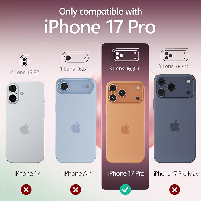 FireNova Magnetic for iPhone 17 Pro Case, Compatible with MagSafe, [Integrated Silicone Camera Control Button] [Camera Protection] Anti-Scratch Microfiber Lining Phone Case, 6.3", Chalk Pink