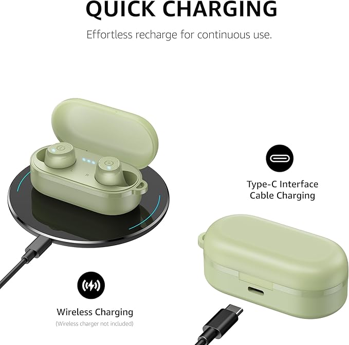 TOZO T10 Bluetooth 5.3 Wireless Earbuds, Deep Bass Stereo, 55H Playtime, App EQ Customization, Wireless Charging Case, IPX8 Waterproof, Ergonomic Fit for in-Ear Headphones