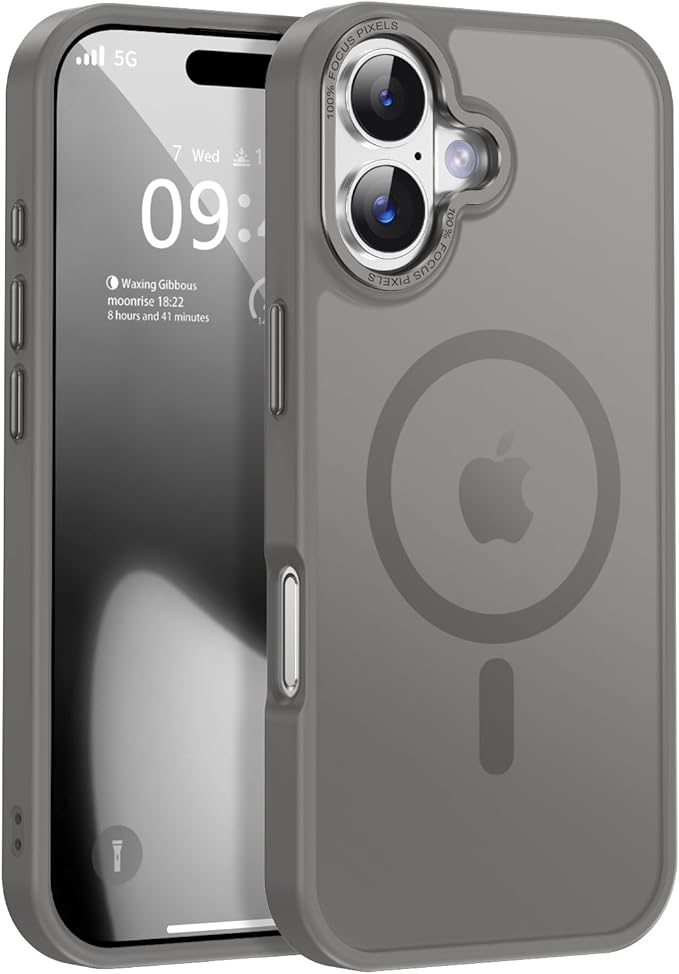 Newfuture Magnetic for iPhone 17 Case [Compatible with Magsafe] [Military Grade Drop Protection] Translucent Matte Anti-Scratch Shockproof Protective Phone Cover 6.3 Inch, Titanium Gray
