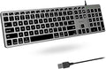 Macally Backlit Mac Keyboard - Quiet, Sleek, and Functional - 3 Brightness Levels, 107 Keys, 5ft USB Wired - Apple Keyboard - Backlit Wired for Mac, iMac, MacBook Pro/Air - Space Gray