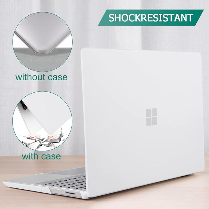 May Chen Compatible with Microsoft Surface Laptop Go 3 Go 2 Go 1 12.4 Inch Model 1943 2013 (2023 2022 2020 Release), Plastic Hard Shell Case with Screen Protector + Keyboard Cover, Matte Clear