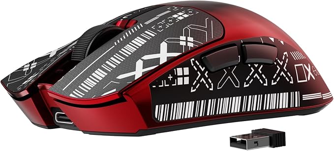 EWEADN S9 Ultra Wireless Gaming Mouse, 59G Ergonomic Computer Mouse, Triple Modes, 8K Polling, PAW3950 42K DPI Optical Sensor, Kailh Switch, 250h Battery Life, Programmable for PC/Win/Mac(Red)