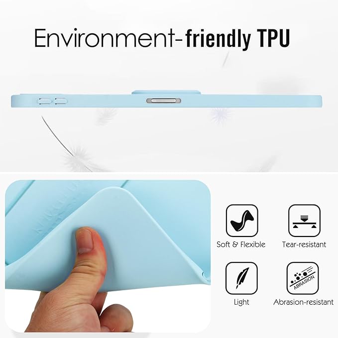 for iPad Air 11-inch M4/M3/M2 (2026/2025/2024) Case, Shockproof Protective Back Cover with Kickstand Slim Shell for Women Men, Lightblue