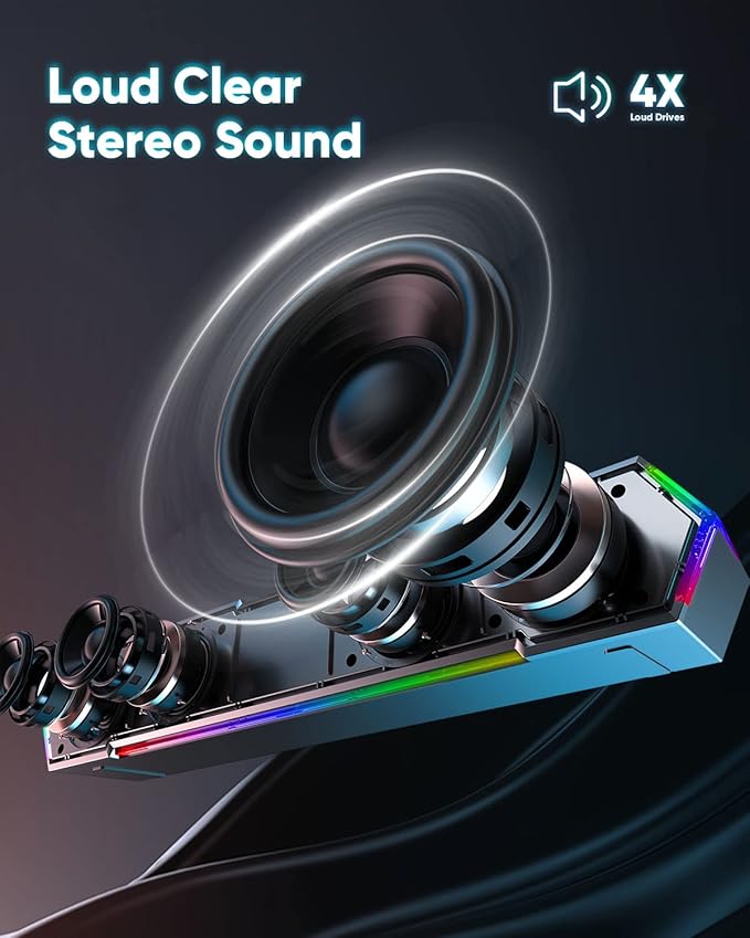 LENRUE G11 Computer Speakers for Desktop, Touch Lights PC Speakers with Surge Clear Sound, USB C/USB Powered, AUX Audio for Computer Desktop PC Laptop Desk