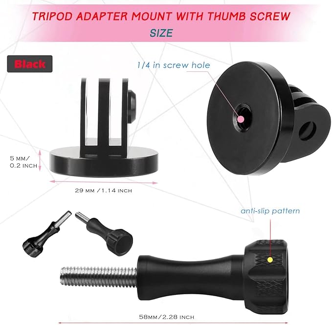 Niewalda Alumium Tripod Mount Adapter, Gopro Threaded Adapter,Action Camera Tripod Adapter Compatible with GoPro Max, GoPro Hero, DJI Osmo Action Camera （Two Groups）