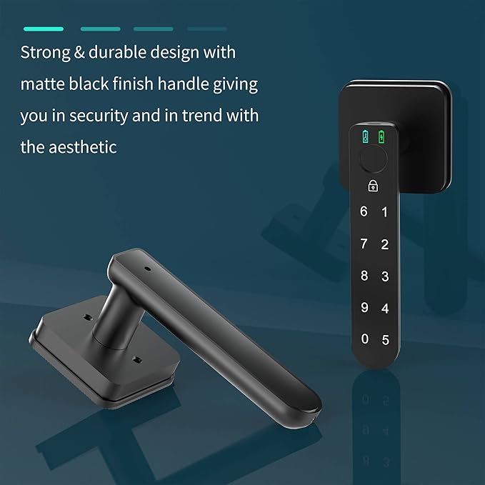 Foxgard Smart Fingerprint Door Lock,Biometric Door Lock, Electronic Door Knob with Keypad,Smart Door Knob with 100 Fingerprints, 50 Codes, for Home,Bedroom, Office(Square)