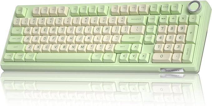 SOLAKAKA KI99 Pro Wireless Mechanical Keyboard Quiet Switch,Hot Swappable Pre-Lubed Switches Silent Keyboard with RGB Backlit,Gasket Structure Computer Gaming Keyboards(GreenWhite, Silent Switch)