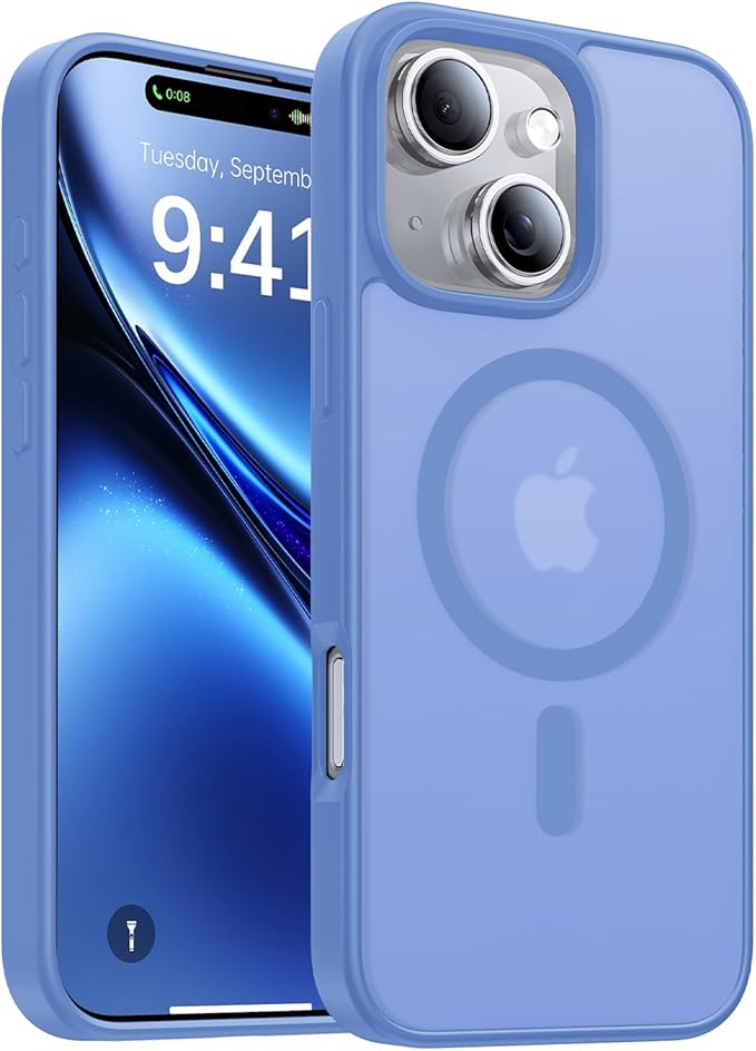 Magnetic for iPhone 14 Case/iPhone 13 Case,[Compatible with MagSafe][Military-Grade Drop Protection][Anti-Yellowing] Shockproof Translucent Matte Cover for iPhone 14/13 Phone Case,Sky Blue