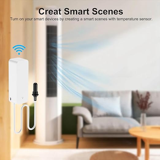Smart Thermometer Hygrometer with Probe, WiFi Aquarium Temperature Humidity Gauge with App Remote Monitor, Indoor Refrigerator Thermometer Sensor, Data Storage&Export, Compatible with Alexa. 4PCS