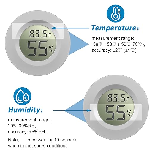 Weewooday Mini Hygrometer Thermometer Digital LCD Monitor Indoor/Outdoor Room Humidity Meter Temperature Gauge for Greenhouse Garden Reptile Incubator Cellar ℉/℃(Black, White,8 Pcs)