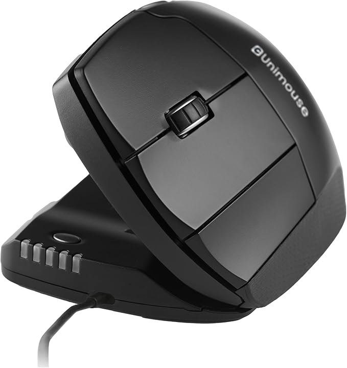 Contour Unimouse Ergonomic Vertical Mouse Adjustable 35°-70° Tilt Angle, 6 Programmable Buttons for Productivity, Customizable Thumb Rest for Wrist Pain Relief | Plug & Play Mac/PC - Wired - Left