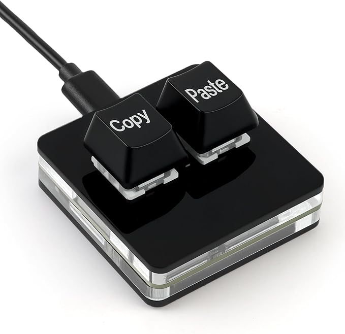 O2C Custom Keyboard with Switches, Macro Keyboard, RGB Backlight, 2 KeysType-C, Plug-and-Play Copy Paste (Black)