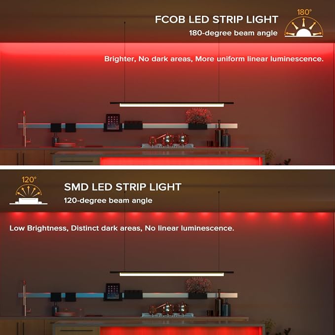 BTF-LIGHTING FCOB COB LED Strip Red Color 5mm Width UL Listed Super Narrow Flexible Uniform Light DC24V 16.4FT CRI 90+ Dimmable LED Ribbon for Bedroom Home Indoor Decor(No Adapter or Controller)