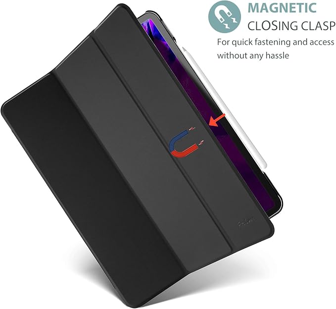 ProCase Smart Case for iPad Pro 12.9 2022/2021/2020/2018, Slim Stand Hard Back Shell Smart Cover for iPad Pro 12.9" 6th Gen/5th Gen/4th Gen/3rd Gen -Black