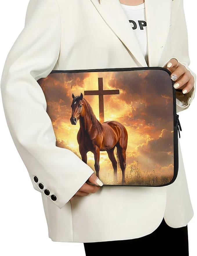Cross Horse Laptop Sleeve for Women Men 15inch Laptop Accessories with Versatile Uses Lap Top Case Portable Computer Sleeve Laptop Pouch Brown