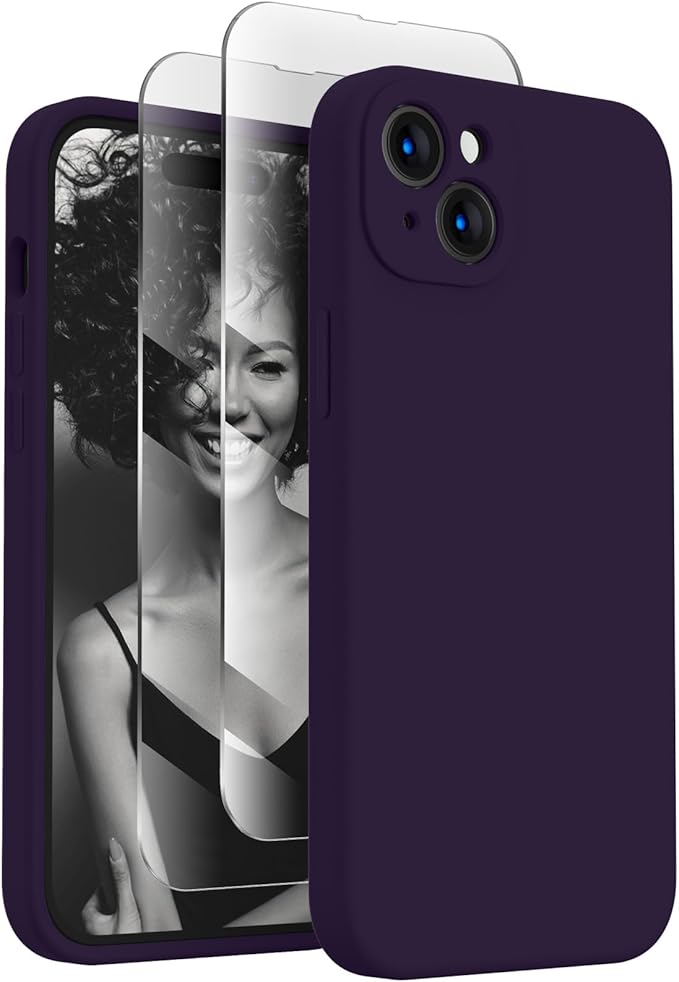 FireNova Designed for iPhone 15 Case, Silicone Upgraded [Camera Protection] Phone Case, Soft Anti-Scratch Microfiber Lining Inside, 6.1 inch, Purple