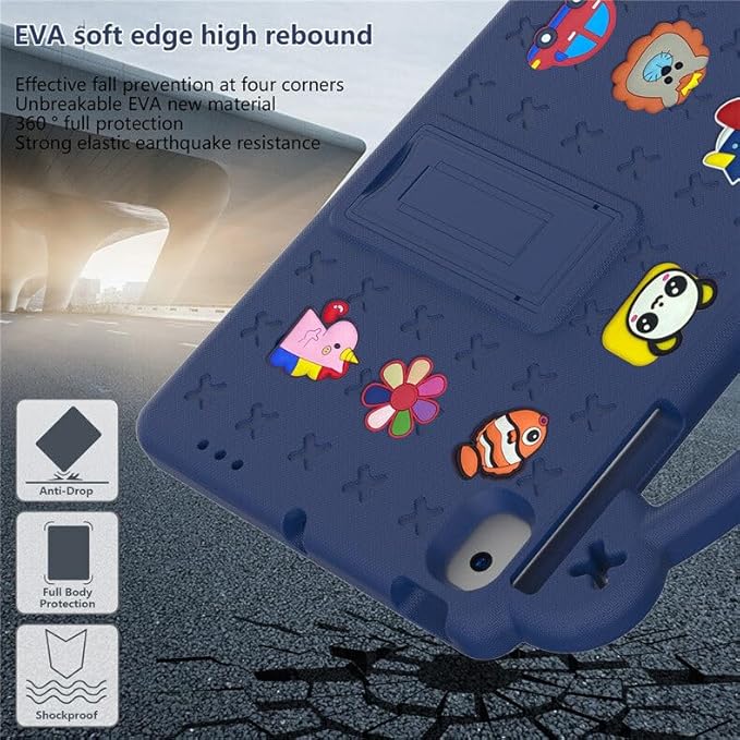 AKABEILA Compatible with Lenovo Tab M10 Plus(3rd Gen) 10.6 (2022)/Huawei MatePad Pro 10.8 (2019/2021)/SE 10.4(2023)/Samsung Tab A8 10.5 Tablet Case, Kids Case with Shoulder Strap - Navy Blue