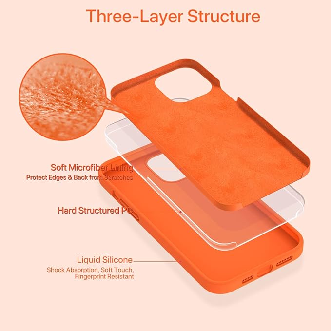 Miracase Compatible with iPhone 12 Pro Max Case, [Soft Anti-Scratch Microfiber Lining], Liquid Silicone Case Gel Rubber Shockproof Drop Protection Phone Case for 12 Pro Max, Orange
