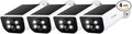 Cinnado Security Cameras Wireless Outdoor - Home Security Cameras Solar & Battery Powered with 2K Color Night Vision, 2-Way Talk & Spotlight, Continuous Power, 2.4 GHz Wi-Fi, Easy Set Up, S1 4 Pack