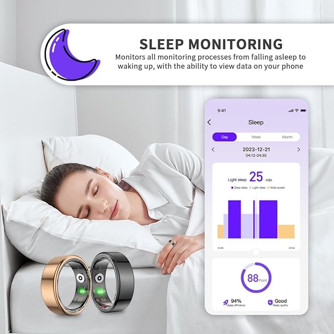 Smart Ring for Women Men,No Subscription Fee,Fitness Tracker Ring with Heart Rate, Sleep Monitoring, Blood Oxygen, Step Counting for iOS and Android, Waterproof(Silver, 10)