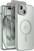 Symcele Designed for iPhone 15 Case, Compatible with MagSafe, with Privacy Screen Protectors X2, [Camera Protection] [15FT Military Drop Protection] Shockproof Phone Case, 6.1", Calke Green