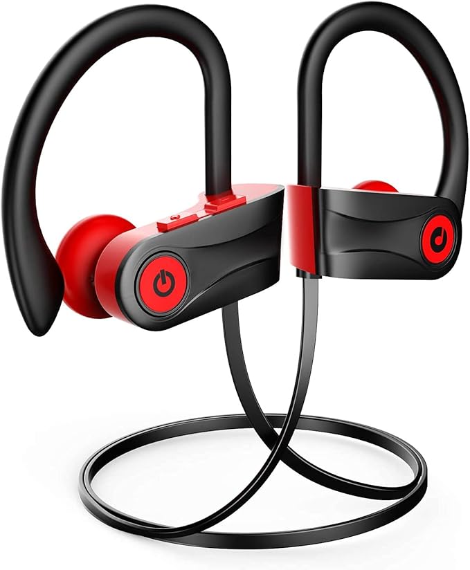 Otium Wireless Bluetooth 5.3 Sport Headphones Built-in Mic in Ear Running Headset with Earhooks 16 Hours Playtime