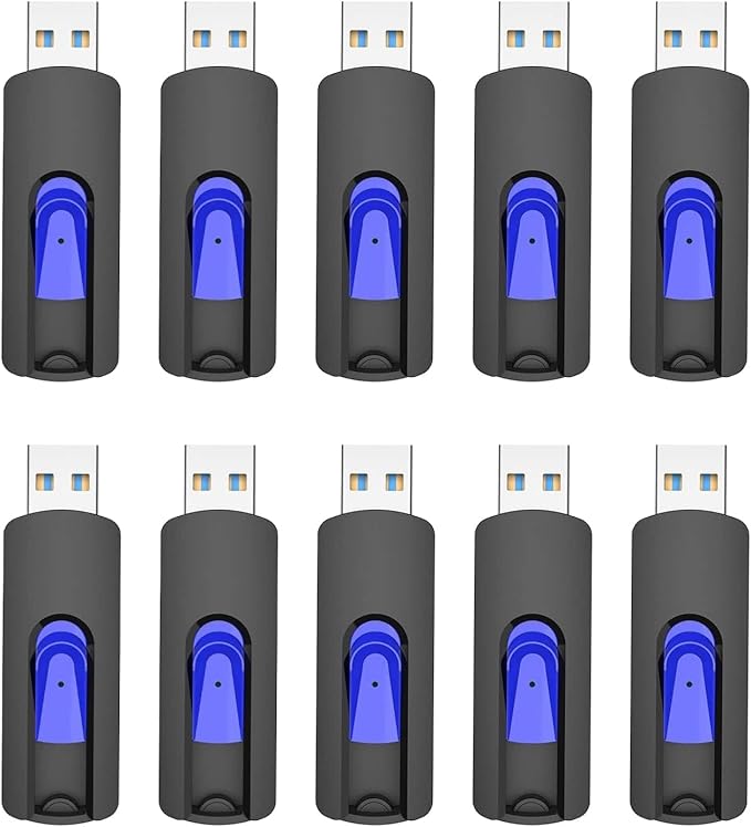 16GB Flash Drive 10 Pack, JUANWE USB 3.0 Flash Drives, Bulk Flash Drive 16 GB Thumb Drive Mutipacks, USB Drive 3.0 Retractable Memoria USB Jump Drive for Data Storage & Backup, Blue
