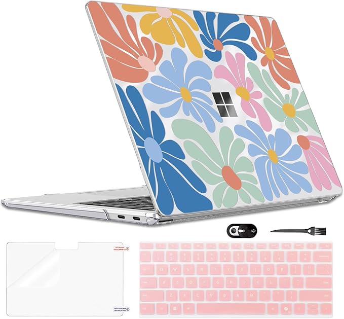 Case for 13-inch Microsoft Surface Laptop Copilot+ PC 2025 (Model 2095), Printed Pattern Ultra-Slim Plastic Hard Shell Case Protective Cover, Colorful Flowers