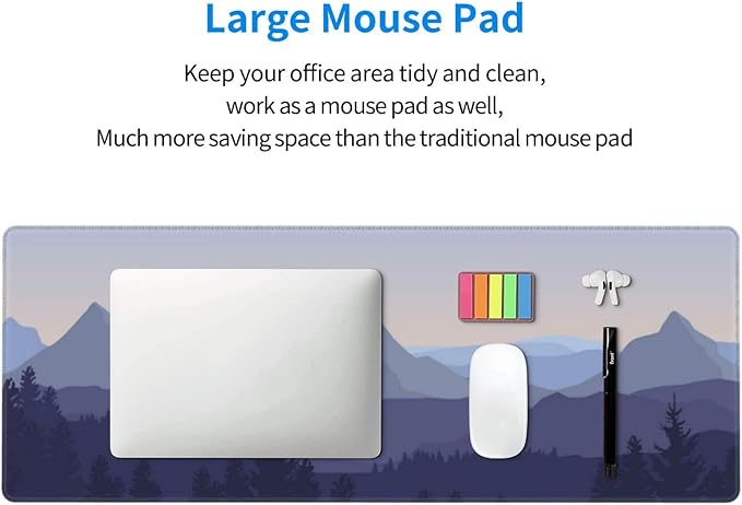 Mountain Forest Scenery Gaming Mouse Pad XL Extended Large Mousepad with Nonslip Rubber Base Stitched Edges Laptop Computer Keyboard Desk Mat for Office Home Gamer