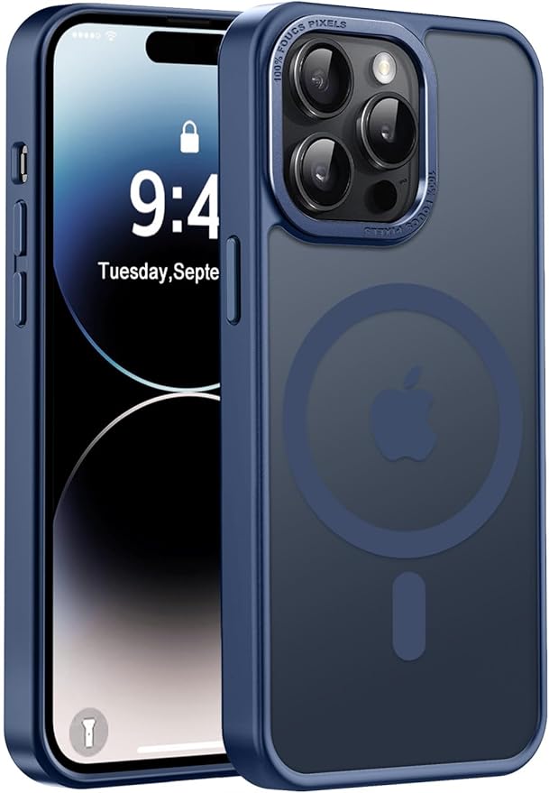 Newfuture Designed for iPhone 14 Pro Max Case with Magnetic [13 FT Military Drop Protection] [Compatible with Magsafe] Slim Translucent Matte Shockproof with Anti-Fingerprint Phone Case, Navy Blue