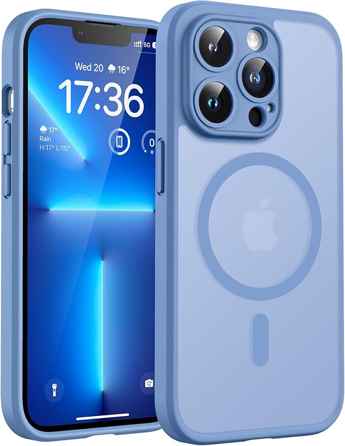 TOCOL for iPhone 13 Pro Max Case, Compatible with Magsafe Charger, Full Camera Protection, Translucent Matte for iPhone 13 Pro Max iPhone Case 6.7 inch (Light Blue)