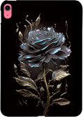 for Apple iPad (A16) 11th Generation Case 11 inch 2025 & iPad 10th Generation Case 10.9 inch 2022, Lightweight Soft TPU Back Shockproof Cover Silicone Bumper Shell, Black Rose Flower