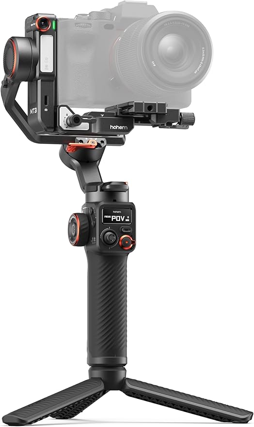 hohem iSteady MT3 3-Axis Gimbal Stabilizer for Mirrorless/Pocket/Action Cameras/Smartphone, Built-in AI Tracker with Fill Light, OLED Display, Camera Gimbal for Canon/Sony/Nikon/Fujifilm/GoPro
