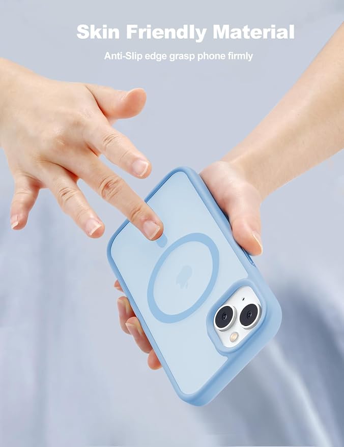 Tigowos for iPhone 15 Magnetic case Fits MagSafe 15FT Drop Resistant Anti-Yellowing Heavy Duty Shockproof Back Cover Fits iPhone 15 Phone Cases 6.1", Sierra Blue