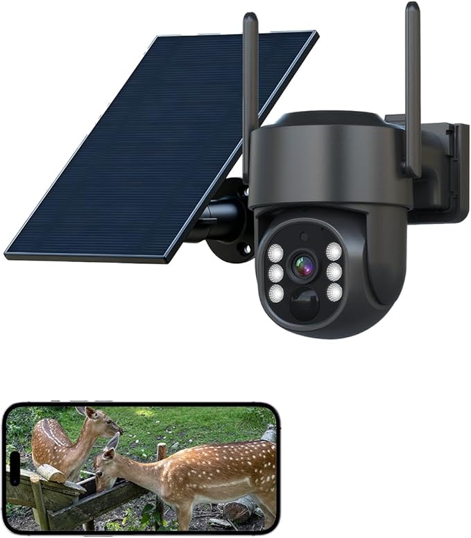 Ameyes 4MP 4G LTE Cellular Security Cameras Wireless Outdoor, Solar Cameras for Home Security 32GB SD Card & SIM Card, Night Vision, PT 360 Camera, 2-Way Audio, Motion Detect, No WiFi & Wire (Black)