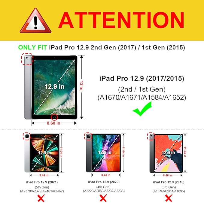 Fintie Case for iPad Pro 12.9 (2nd Gen) 2017 / iPad Pro 12.9 (1st Gen) 2015 - [SlimShell] Ultra Lightweight Standing Protective Cover with Auto Wake/Sleep, Composition Book Black