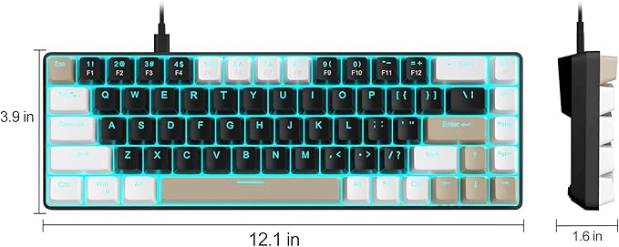 MageGee Portable 60% Mechanical Gaming Keyboard, MK-Box LED Backlit Compact 68 Keys Mini Wired Office Keyboard with Brown Switch for Windows Laptop PC Mac - Black/Coffee Color