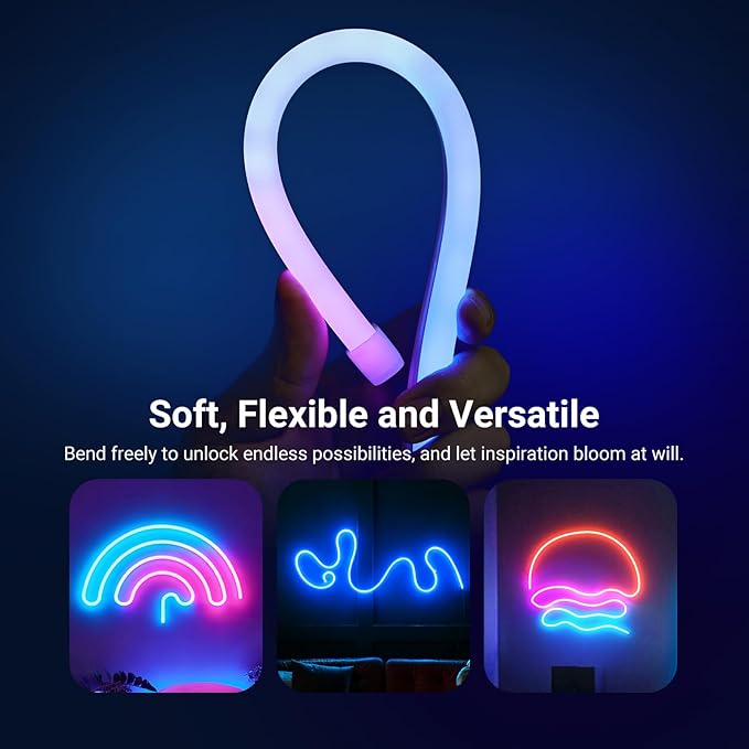 NEEWER 16.4ft/5m LED Strip Lights, Smart AI RGB Flexible Cuttable Neon Rope Light with App Control, Bedroom Gaming Room Indoor Home Classroom Wall Decor, Compatible with Google Assistant Alexa, NS02