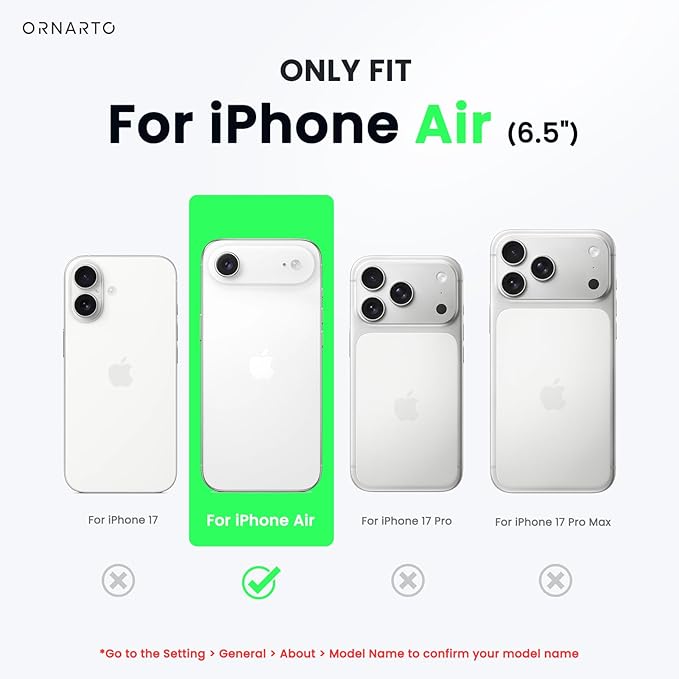 ORNARTO Air Case for iPhone Air Clear | Military-Grade Drop Protection | Camera Control Button | Compatible with MagSafe | Built-in Air Phone Cover - White