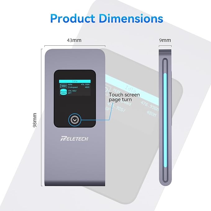 M.2 SSD Enclosure Portable USB3.2 Type-C 10Gps Hard Drive case, Supports NVMe/SATA Two protocols, Suitable for MacBook Enclosure Gen 2 (10 Gbps) to NVMe PCI-E M.2 SSD Case (Silver)