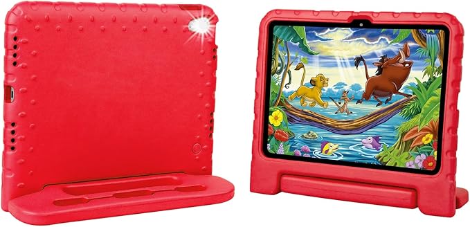 Kids Shockproof Case for iPad A16 (2025)/iPad 10th Gen (2022) with Pencil Holder&Handle Stand, Super Protection EVA Toddler-Friendly Cover for iPad 11th (A16) 11"/10th Generation 10.9"-Red