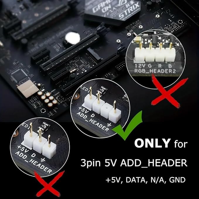 RGB Strip Light for PC Case, 3x19.7in 90LEDs Addressable LED Strip for Motherboard 5V 3-Pin Header Gaming Case DIY Lighting