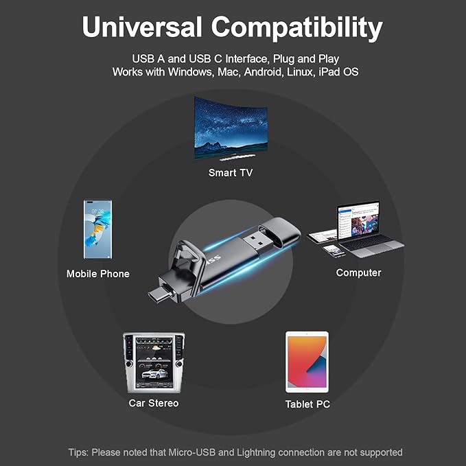 SSK External USB C SSD Flash Drive 512GB, Up to 550MB/s 2-in-1 Type C+ USB A USB3.2 Gen2 Solid State Thumb Drive, Memory Stick Data Storage for iPhone 15/PS4/PS5/Android Phone/Windows/Mac