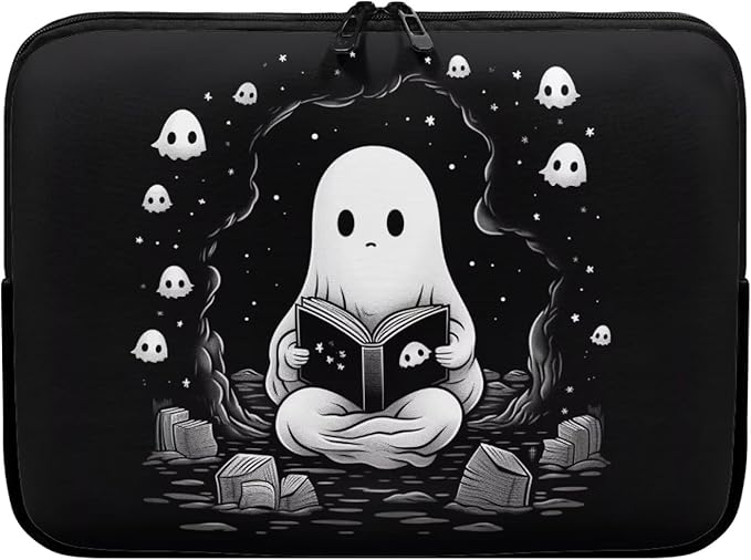 Cute Ghost Laptop Sleeve Case for Women Men 17 inch Laptop Protector with Multiple Uses Portable Computer Sleeve Kawaii Tablet Bag Laptop Carrying Case Gifts for Girls