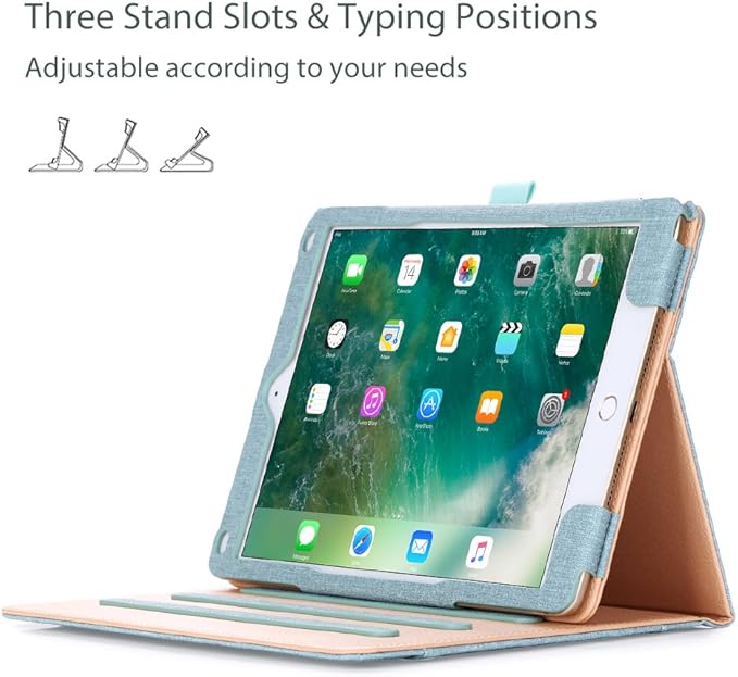 ProCase for iPad 9.7 Inch iPad 6th/5th Generation Case 2018 2017/iPad Air 2/Air 1 Case, Premium Leather Folio Corner Protection Multi-Angle Viewing Stand Cover with Front Pocket Pen Loop -Teal